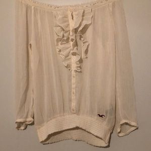 Hollister | Sheer Low neck White Blouse